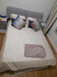 Bed frame with mattress and 2 side table image 1
