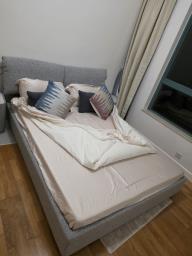 Bed frame with mattress and 2 side table image 2