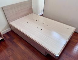 Double Bed w 3 Drawers and Wooden Panel image 1