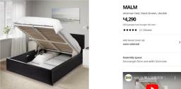 Double Ottoman Ikea Malm Bed Frame black image 5