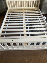 Double size wooden bed with mattress image 2