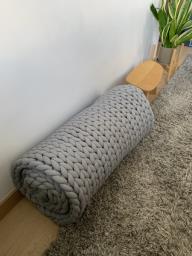 Hand Knitted Weighted Blanket - Grey image 2