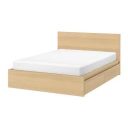 Ikea King bed with 2 drawers image 1