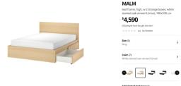Ikea King bed with 2 drawers image 3