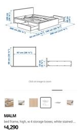 Ikea Queen bed 4 storage drawer boxes image 7