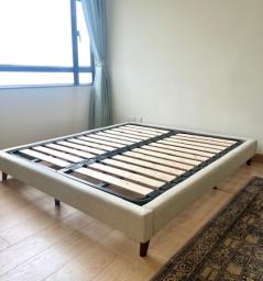 King Upholstered Bed Frame - Like New image 1