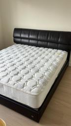 Leather Master bedframe and mattress image 1