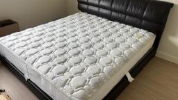 Leather Master bedframe and mattress image 2