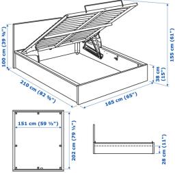 Malm bedframe with storage 150x200 cm image 1