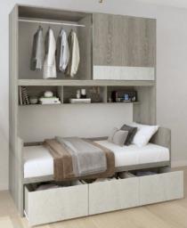 Nice wooden bed with Carbinet image 3