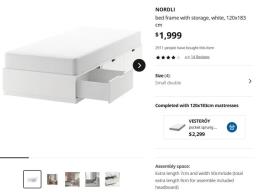 Nordli bedframe with storage 120x183 image 1