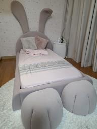 Pink bunny bed with side table image 2