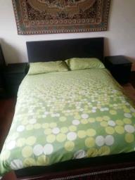 Queen size bed with mattress side table image 3