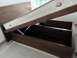 Queen size wooden bed frame with storage image 2