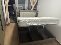 Queen sized bed with mattress and storag image 2