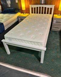 single wooden bed frame with mattress image 1