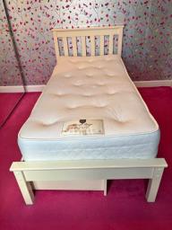 single wooden bed  frame with mattress image 1