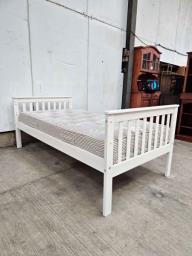 Single wooden bed with mattress image 2