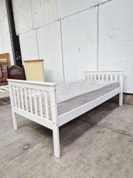 Single wooden bed with mattress image 3