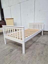 Single wooden bed with mattress image 5