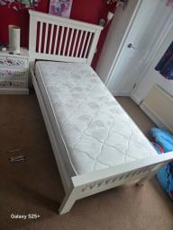 Single wooden bed with mattress image 2