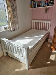 Single Wooden Bed With Mattress image 1