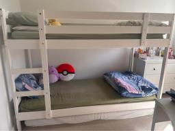 Single Wooden Bunk Bed With 2x Mattress image 1