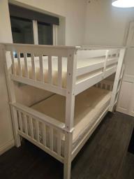 Single wooden bunk bed with 2x mattress image 2