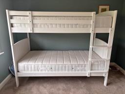 Single Wooden Bunk Bed With 2x Mattress image 1