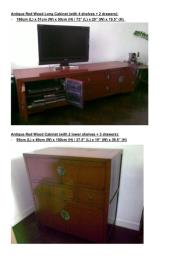 Antique red wood cabinet sets image 1
