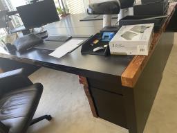 Black solid wood work desk image 1