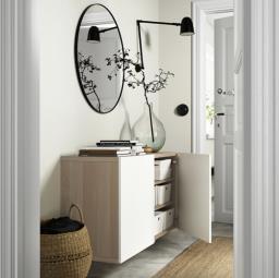 Ikea White  Oak Wood Cabinets image 1
