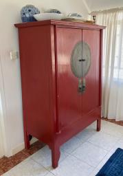 Red Lacquer Chinese Wedding Cabinet image 3