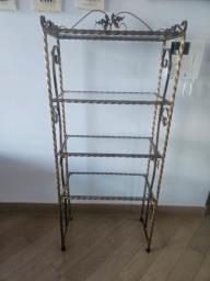 Retro-style metal rack with 4 glass shel image 1