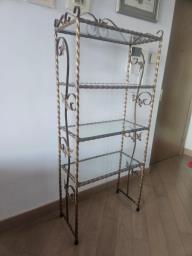 Retro-style metal rack with 4 glass shel image 2
