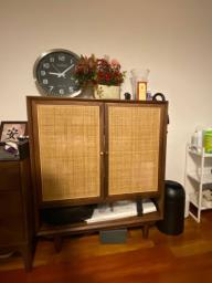 solid wood and rattan cabinet image 1