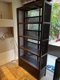 Solid wood Bookshelf with drawers image 1