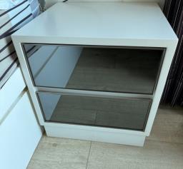 White mirrored nightstand with 2 drawers image 1
