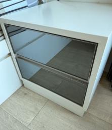 White mirrored nightstand with 2 drawers image 2