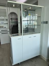 White Wooden  Glass Shelf Cabinet image 2