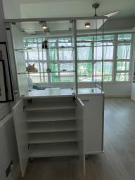 White Wooden  Glass Shelf Cabinet image 4