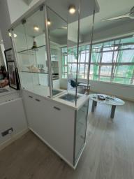 White Wooden  Glass Shelf Cabinet image 5