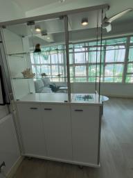 White Wooden  Glass Shelf Cabinet image 6