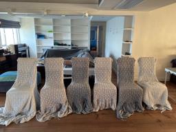 6 dining chairs with linen covers image 2