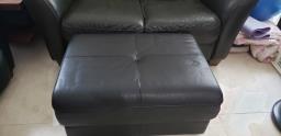 Black Leather Ottomanfootstool - Livart image 1