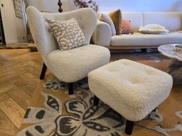 Boucle chair with ottoman image 1