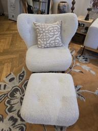 Boucle chair with ottoman image 2