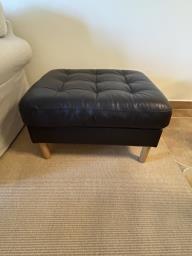 Brown leather ottoman lounge stool image 2