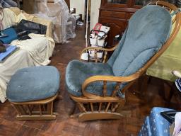 Cushioned Wooden Rocking Chair and Foots image 3