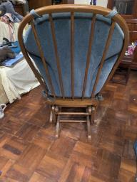 Cushioned Wooden Rocking Chair and Foots image 2